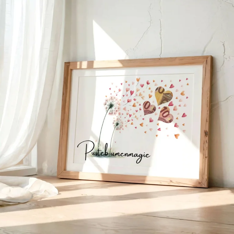 Geldgeschenk „Pusteblumenmagie“: Ein zauberhafter Herzenswunsch im Querformat!