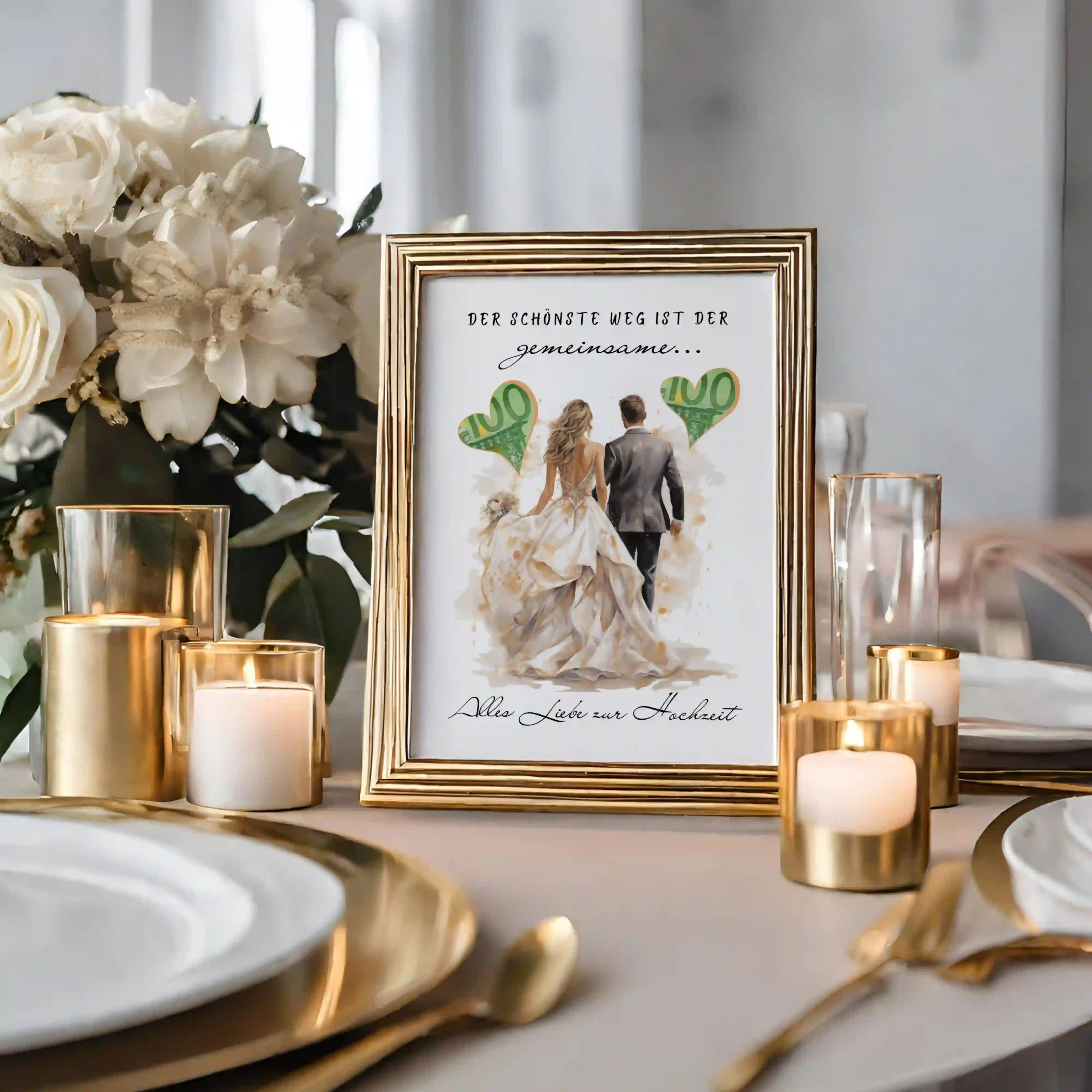 Der schönste Weg ist der gemeinsame: Ein kreatives Geldgeschenk zur Hochzeit im Bilderrahmen basteln